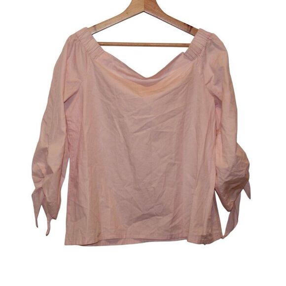 Free People Light Pink Long Sleeve Off The Shoulder Blouse Women's Size S - Picture 1 of 10